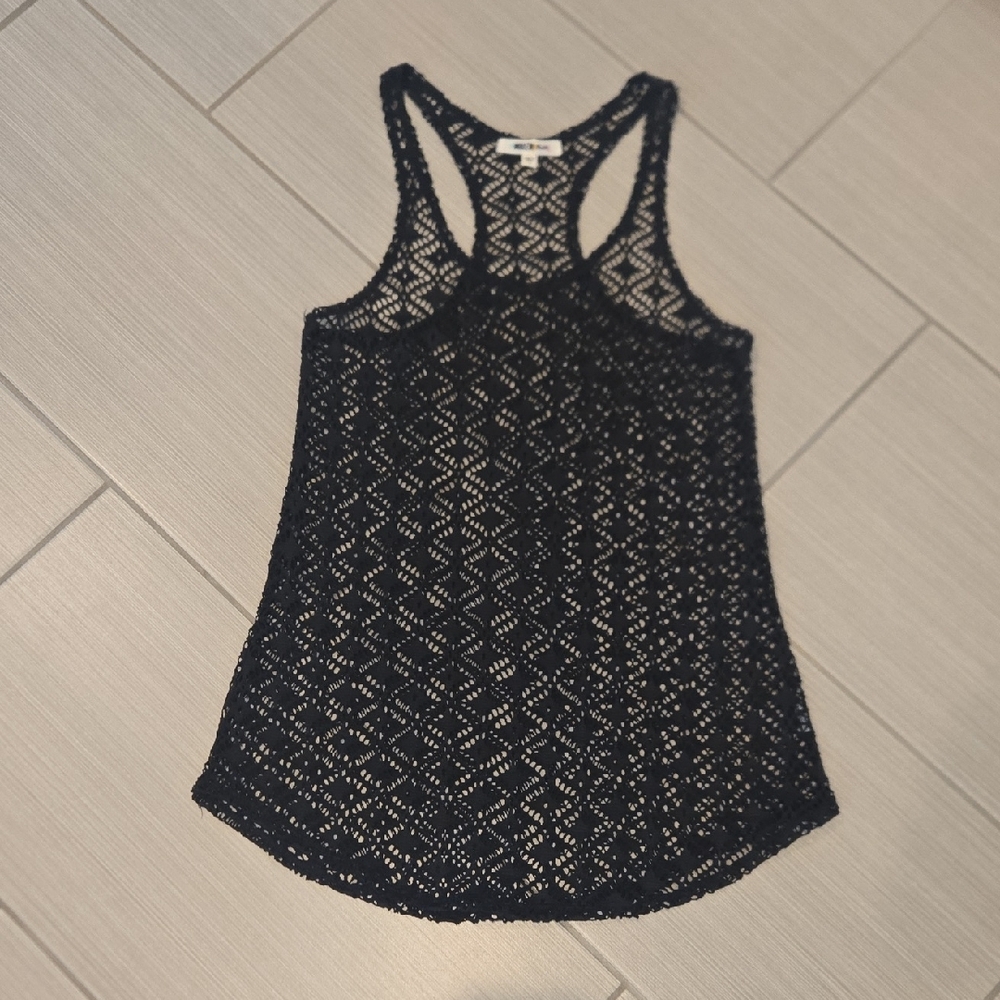 Black Sleeveless Swim Coverup Tank Top
